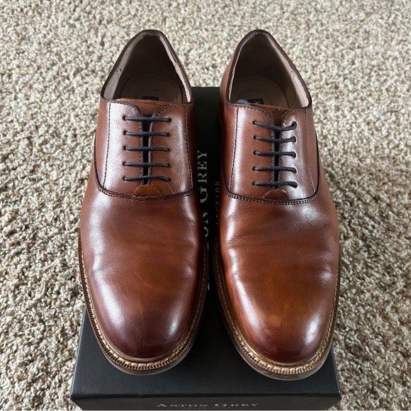 Aston Grey Men’s Leu Cognac Oxford Dress Shoes - Picture 3 of 11